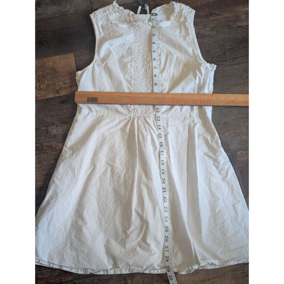 Anthropologie HD in Paris PS White Smocked Sleeveless Mini Dress - Picture 3 of 4